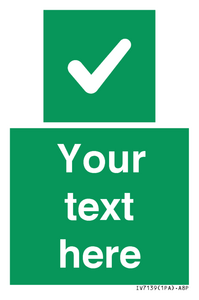 Custom green background, green square with tick sign